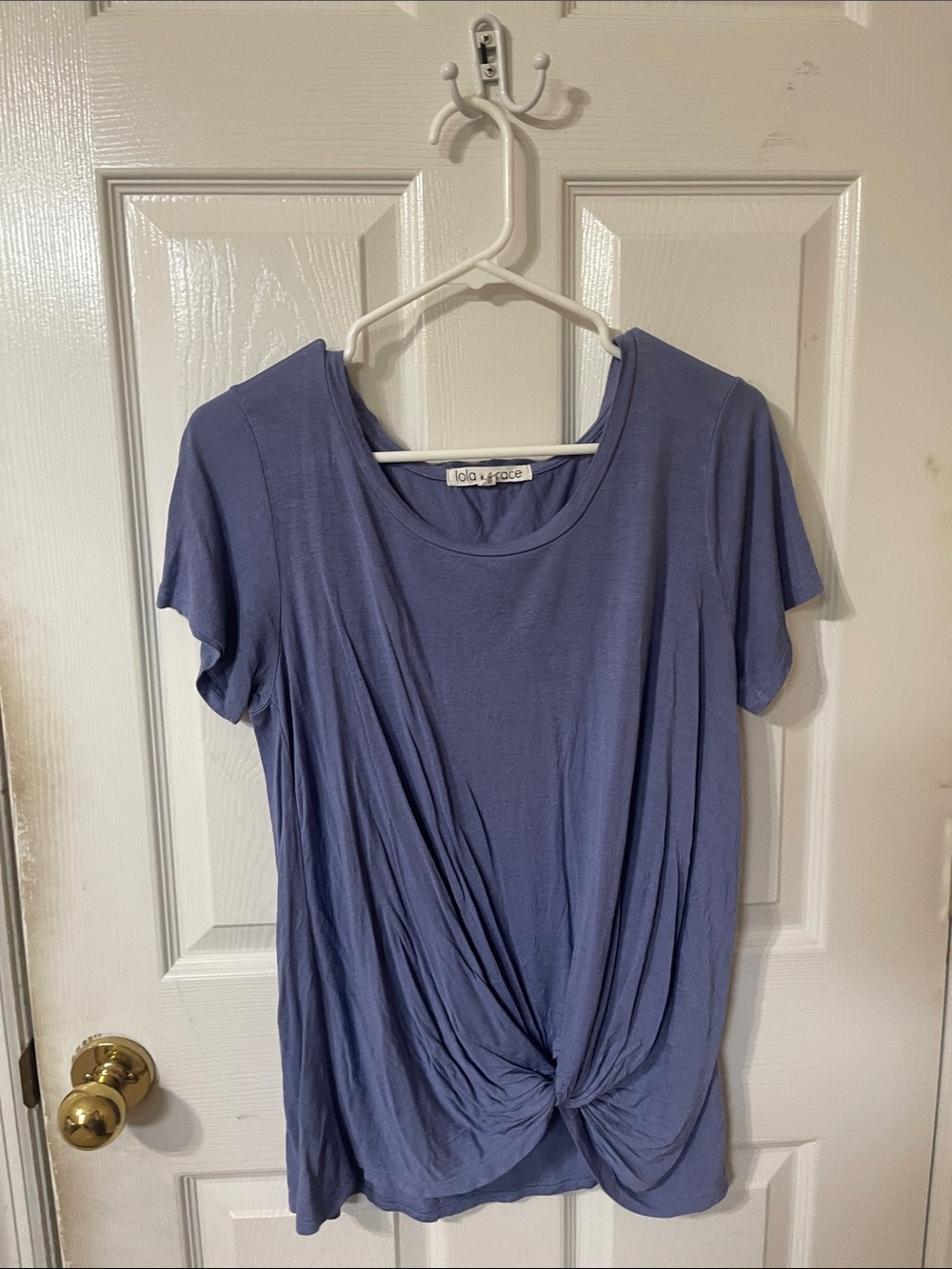 Lola & Grace Periwinkle Twist-Front Short Sleeve Tee